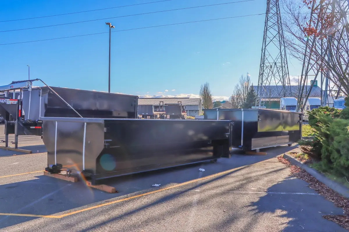 Roll-off dumpster ready for waste disposal at job site for 8 Yard Dumpster Rental in Shamong